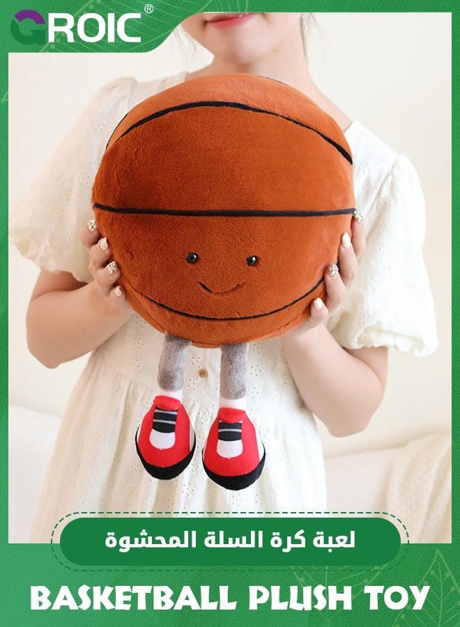 GROIC 12.5" Basketball Plush Toy, Basketball Shaped Plush Pillow, Stuffed Sports Balls Plush Toys, Creative Basketball Plush Doll Plushie Basketball Stuffed Toys for Bedroom Decoration Gift (Basketball)  - Image 5