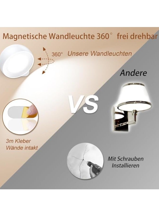 عام مصباح جداري شحن ليد داخلي، بدون كهرباء، مصباح قراءة سريري، 4 مستويات سطوع، 3 أوضاع لون، ضوء جوي للسرير، 2 قطعة. - Image 3