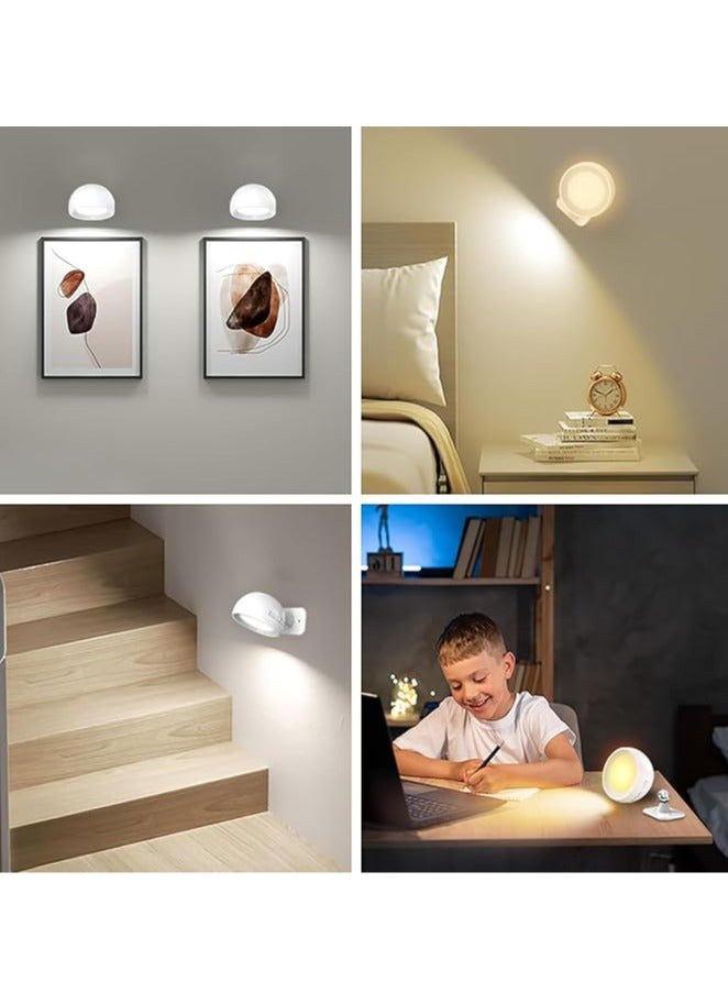 عام مصباح جداري شحن ليد داخلي، بدون كهرباء، مصباح قراءة سريري، 4 مستويات سطوع، 3 أوضاع لون، ضوء جوي للسرير، 2 قطعة. - Image 5