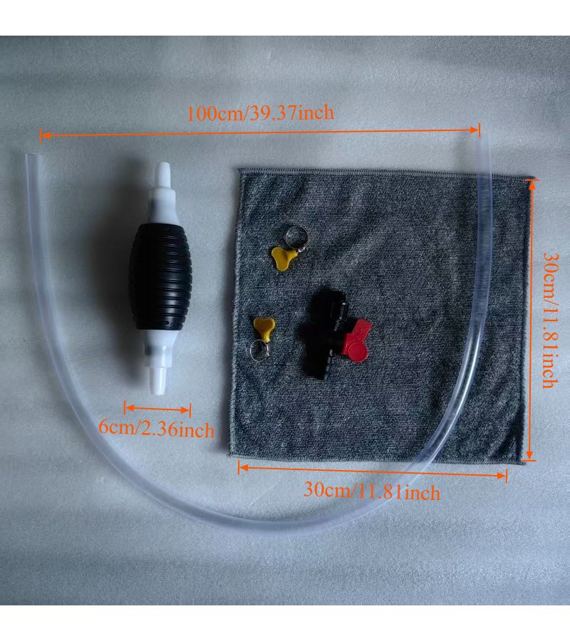 Manual Rainbow Suction Pump Siphon Pump Fuel Transfer Multifunctional Liquid Transfer Pump 5 Piece Set 39.37 Inch Long Water Hose Clamps Check Valve Cleaning Cloth - Image 4