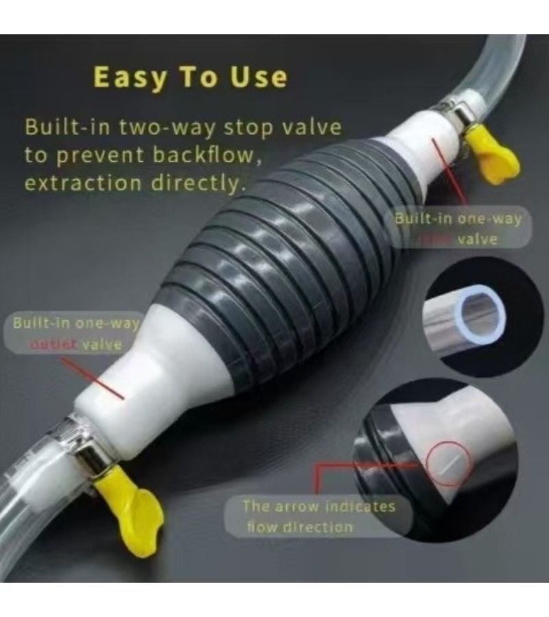 Manual Rainbow Suction Pump Siphon Pump Fuel Transfer Multifunctional Liquid Transfer Pump 5 Piece Set 39.37 Inch Long Water Hose Clamps Check Valve Cleaning Cloth - Image 3