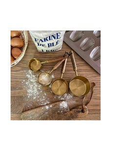 Generic 4*1 stainless steel gold cup measuring set with wooden handle. Each measuring cup is numbered. 4 different sizes. IR  - Image 5