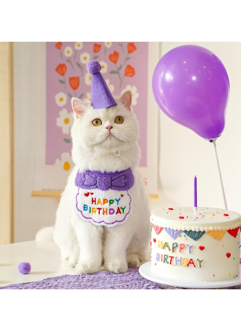 CMGTYYD Dog Cat Birthday Hat Scarf Set,Cute Pet Birthday Party Supplies Decoration Set,Embroidered Birthday Gift for Girls Boys Kitten Dog  - Image 1
