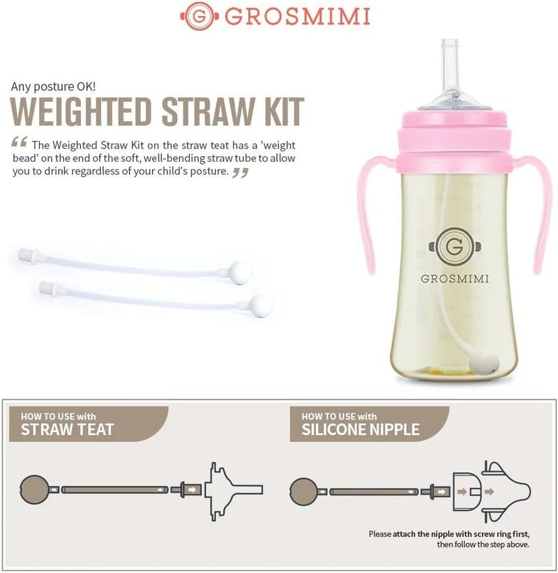 GROSMIMI Weighted Straw Kit - Twin Pack Silicone Gravity Ball Straw Replacement for Sippy Cups - Image 3