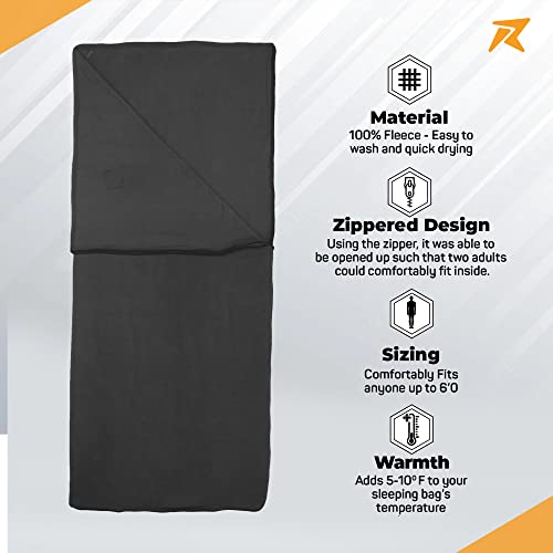 Rocksport Fleece Sleeping Bag Liner for Adults, A Light Weight Compact & Soft Blanket for Indoor and Outdoor Sleepovers l Free Air Pillow & Adventure Pass, Grey - Image 3