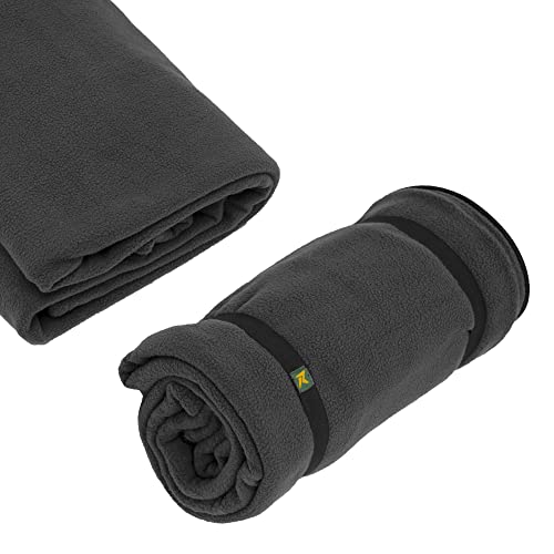Rocksport Fleece Sleeping Bag Liner for Adults, A Light Weight Compact & Soft Blanket for Indoor and Outdoor Sleepovers l Free Air Pillow & Adventure Pass, Grey - Image 1