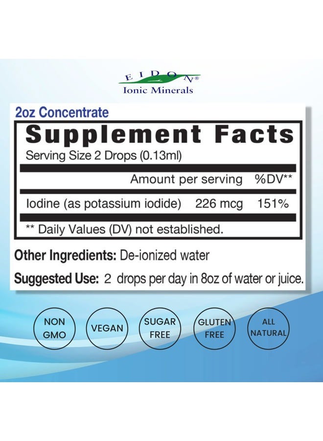 Eidon Ionic Minerals Potassium Iodine Supplement - Liquid Iodine Drops, Supports Energy Levels and Thyroid Health, Bioavailable, No Additives or Preservatives - Potassium Iodide Drops, 2 oz - Image 2