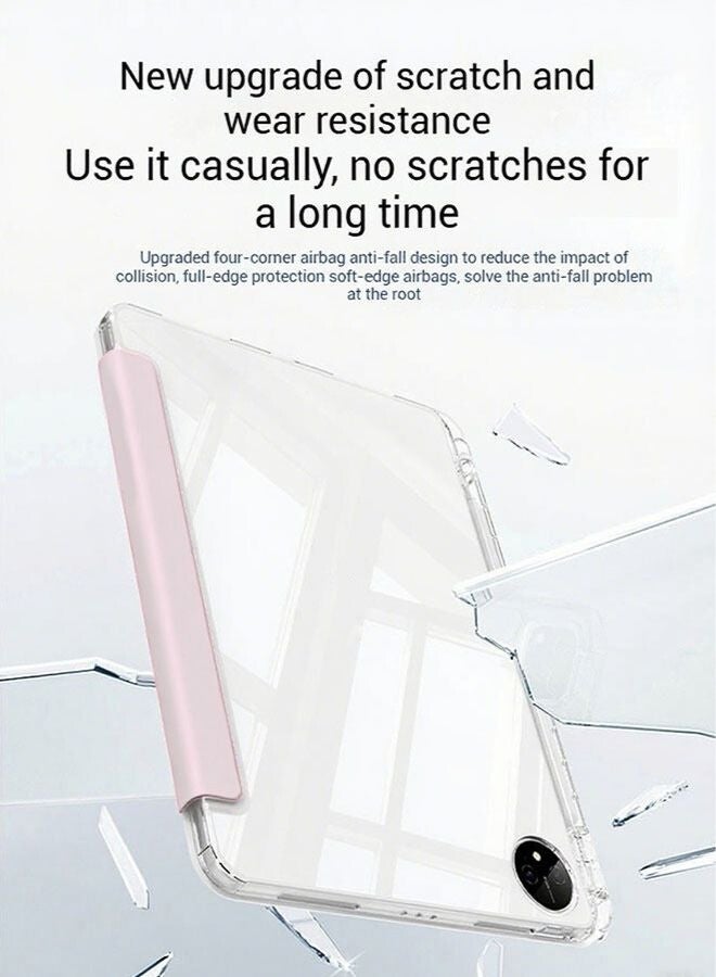 غطاء Redmi Pad SE مقاس 11 بوصة، غطاء Redmi SE مزود بفتحة للقلم، جراب مقاوم للصدمات مع حامل قابل للطي على شكل حرف Y، غطاء واقٍ شفاف من مادة TPU، غطاء قابل للطي مع حامل للاستيقاظ الذكي/ مجموعة هدايا بقيمة 23 درهمًا إماراتيًا مع غشاء واقٍ مضاد للتوهج - وردي - Image 4