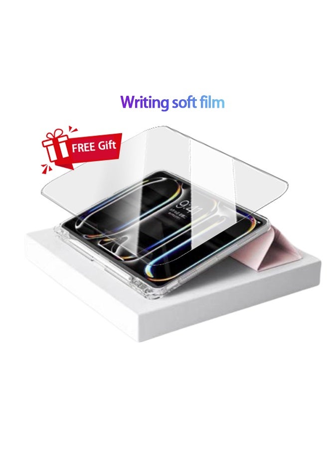 غطاء Redmi Pad SE مقاس 11 بوصة، غطاء Redmi SE مزود بفتحة للقلم، جراب مقاوم للصدمات مع حامل قابل للطي على شكل حرف Y، غطاء واقٍ شفاف من مادة TPU، غطاء قابل للطي مع حامل للاستيقاظ الذكي/ مجموعة هدايا بقيمة 23 درهمًا إماراتيًا مع غشاء واقٍ مضاد للتوهج - وردي - Image 3