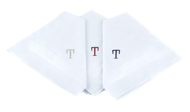 boxed-gifts Monogrammed Handkerchiefs for Men - Soft Hankies for Men + Great Monogrammed Gifts - Intial T - Image 1