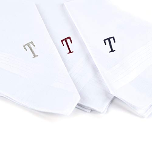 boxed-gifts Monogrammed Handkerchiefs for Men - Soft Hankies for Men + Great Monogrammed Gifts - Intial T - Image 2