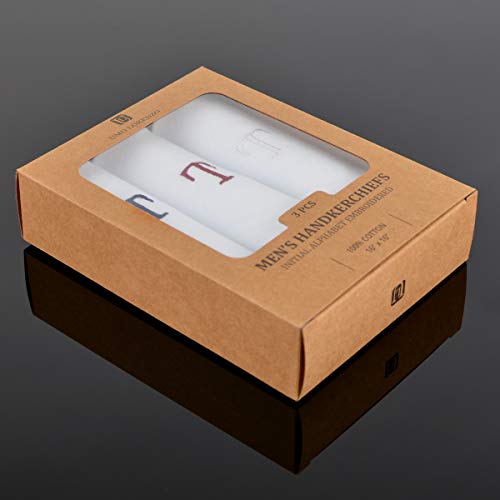 boxed-gifts Monogrammed Handkerchiefs for Men - Soft Hankies for Men + Great Monogrammed Gifts - Intial T - Image 5
