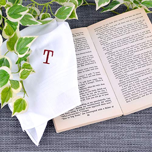 boxed-gifts Monogrammed Handkerchiefs for Men - Soft Hankies for Men + Great Monogrammed Gifts - Intial T - Image 4