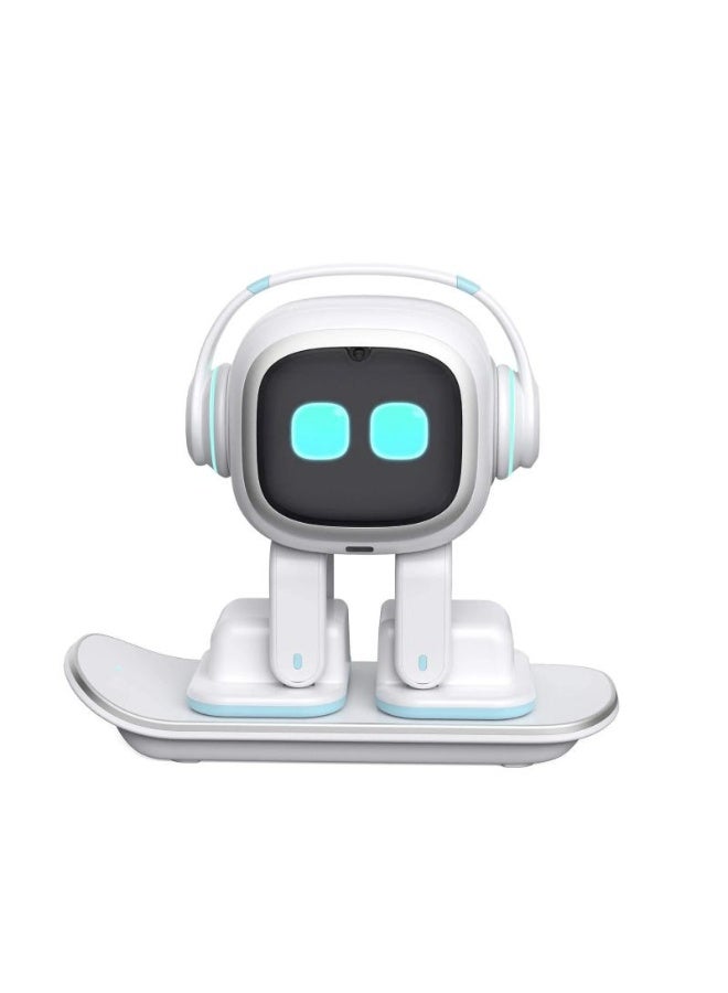 LIVING.AI EMO Robot Desktop Pet Companion | AI-Powered Smart Robot with Voice Interaction, Smart Light & Wireless Charging Skateboard Base for Kids and Adults (Modern) - Image 1
