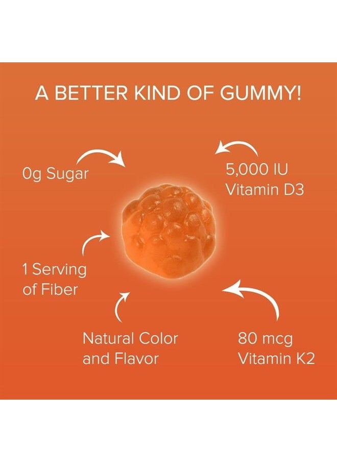 Natural BioScience - Sugar Free Vitamin D3 K2 Gummies - Family Size 180 Vitamin D Gummies, Vitamin D3 5000 IU+K2 MK7 80 mcg, K2 D3 Vitamin Supplement, Vitamin D K2 for Bones, Immune, Heart, Mood, Kosher, Halal Gluten-Free - Image 1