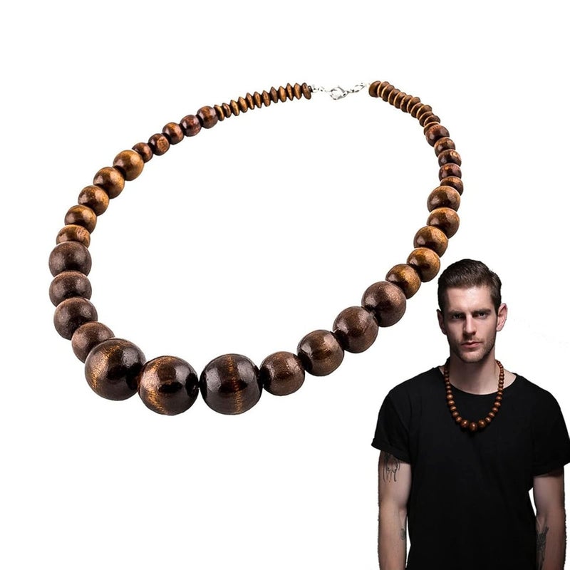 EVBEA Wood Bead Necklace Africa Wooden Chain Statement Unisex Chunky Necklaces - Image 1