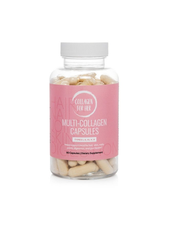 Collagen For Her كولاجين للنساء: كبسولات كولاجين متعددة للنساء (الأنواع I, II, III, V, X) ببتيدات كولاجين مهدرجة، مكمل فيتامين للشعر، البشرة، الأظافر، ودعم المفاصل (90 حبة) - Image 1