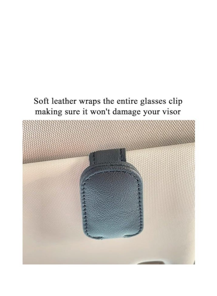 حامل نظارات شمسية للسيارة، مشبك مغناطيسي من الجلد لتعليق النظارات الشمسية للسيارة، حامل نظارات للسيارة، مشبك بطاقة عمل، حامل نظارات، ملحقات واقي الشمس للسيارة مناسب لمعظم المركبات - Image 4