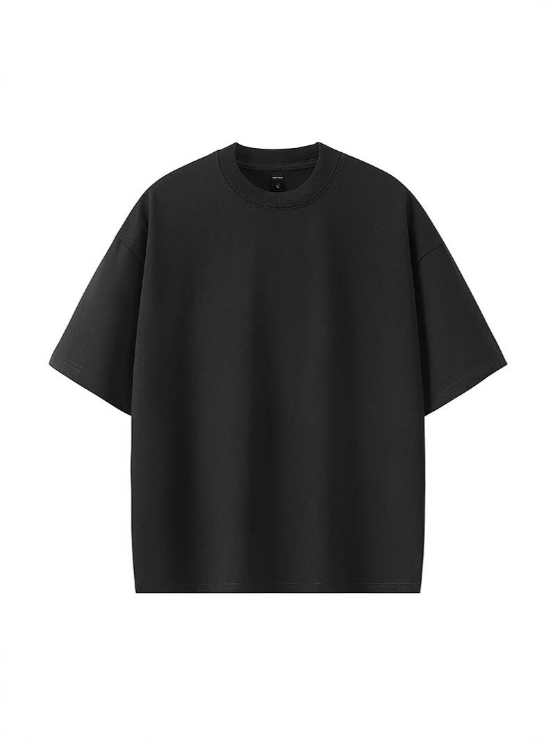 220G Pure Cotton Pure Color Short-Sleeved T-Shirt Men'S Summer Loose Thin Breathable Simple Versatile Couple Casual T-Shirt - Image 3