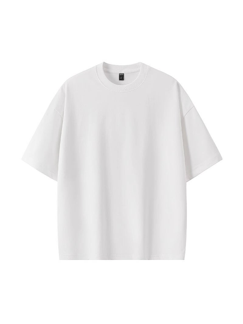 220G Pure Cotton Pure Color Short-Sleeved T-Shirt Men'S Summer Loose Thin Breathable Simple Versatile Couple Casual T-Shirt - Image 5