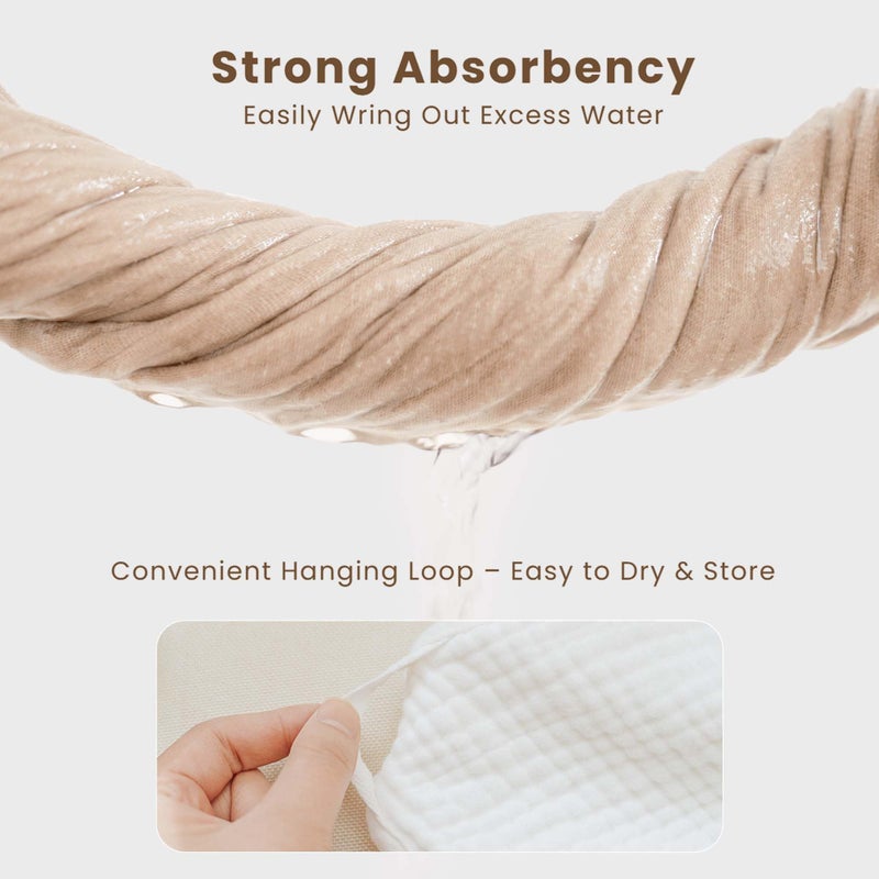 Konssy 2-Pack Muslin Hooded Baby Towels, 100% Cotton, Ultra-Soft & Absorbent Baby Bath Towels with Hood for Newborn & Infant (Cream, Blossom,32" x 32") - Image 3