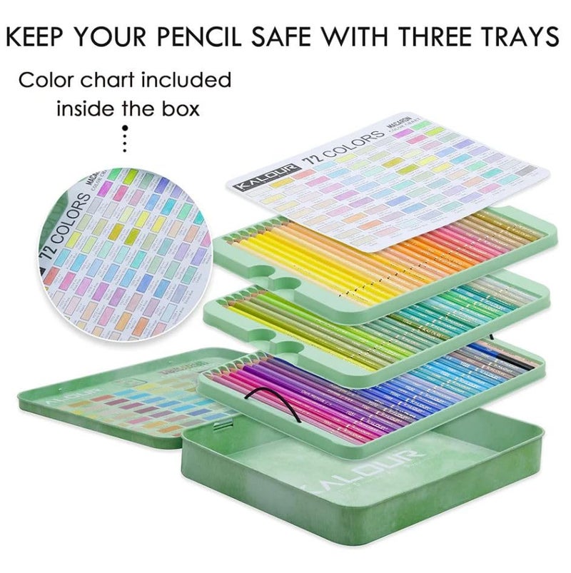 Kalour Macaron Pastel Colored Pencils,Set of 72 Colors,Artists Soft Core,Ideal for Drawing Sketching Shading,Coloring Pencils for Adults Kids Beginners With Free Colorless Blender and Graphite Pencil - Image 3