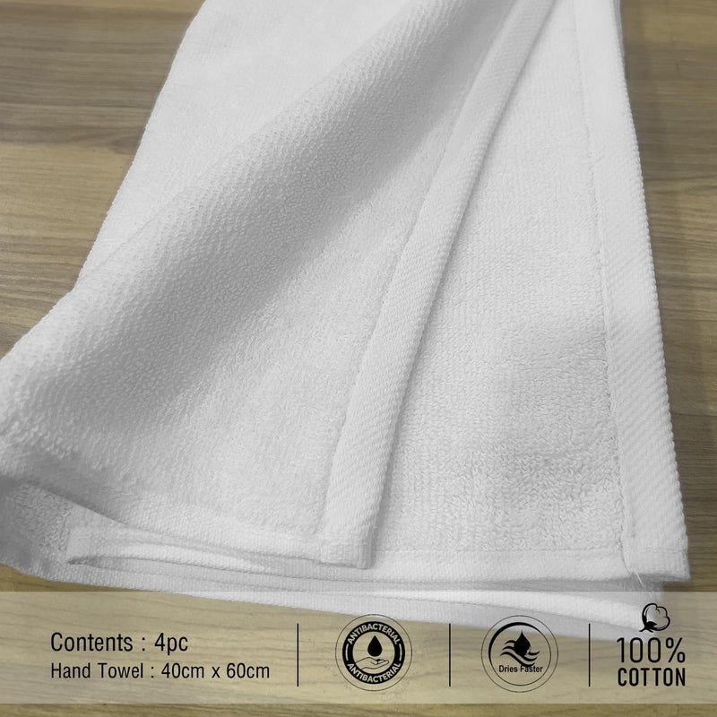 LABHAM Hotel Premium 700GSM Pure Cotton Super Soft Anti Microbial Hand Towel 40cm x 60cm Pack of 4 White - Image 4
