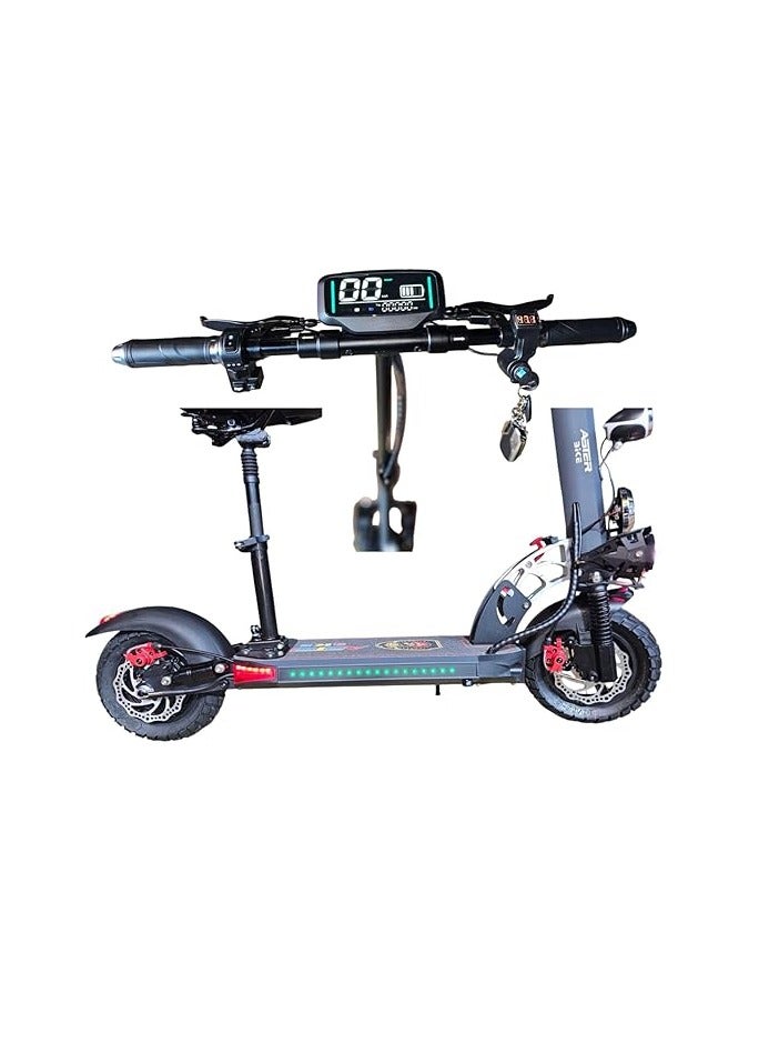 استير سكوتر كهربائي أستر E10، محرك 2024-2000 واط، بطارية 48 فولت 13 أمبير/ساعة | شاشة رقمية | تصميم قابل للطي بالكامل | مكبر صوت بلوتوث ومقعد قابل للإزالة | قابل للتعديل وسهل الطي | ألوان متعددة - Image 3