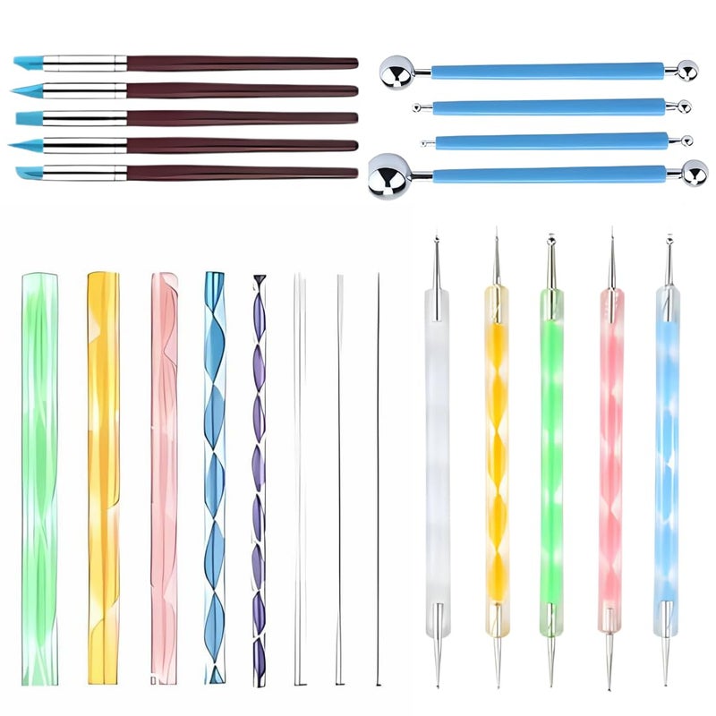 Oytra Art Tools Set for Clay Sculpting Mandala Painting Dotting Carving Embossing Tools Cake Decoration for Polymer Clay Jewellery Nail Art for Artists Professionals - Image 1