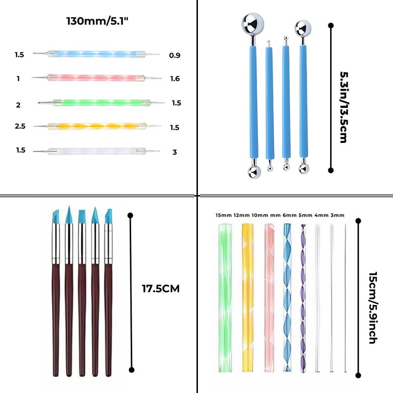 Oytra Art Tools Set for Clay Sculpting Mandala Painting Dotting Carving Embossing Tools Cake Decoration for Polymer Clay Jewellery Nail Art for Artists Professionals - Image 2