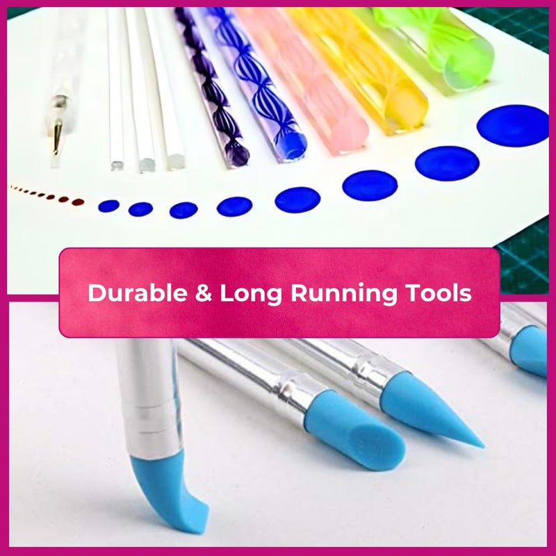 Oytra Art Tools Set for Clay Sculpting Mandala Painting Dotting Carving Embossing Tools Cake Decoration for Polymer Clay Jewellery Nail Art for Artists Professionals - Image 5