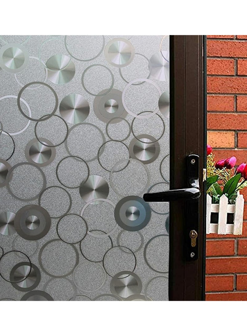Self-Adhesive Window Film for Privacy - UV Blocking & Heat Control Static Cling Vinyl Sticker, Decorative Circle Decals for Bathroom, 17.7 x 78.7 Inch - Image 1