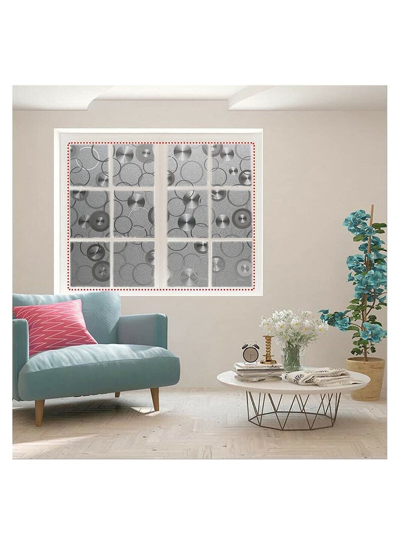 Self-Adhesive Window Film for Privacy - UV Blocking & Heat Control Static Cling Vinyl Sticker, Decorative Circle Decals for Bathroom, 17.7 x 78.7 Inch - Image 3
