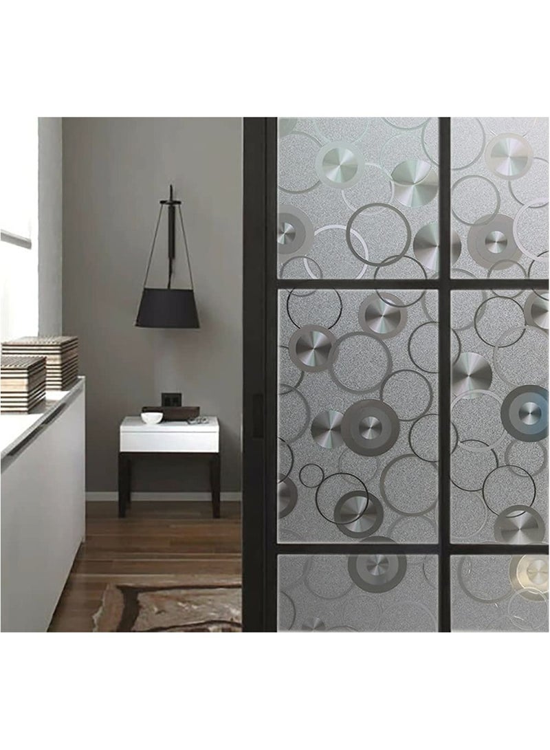 Self-Adhesive Window Film for Privacy - UV Blocking & Heat Control Static Cling Vinyl Sticker, Decorative Circle Decals for Bathroom, 17.7 x 78.7 Inch - Image 2