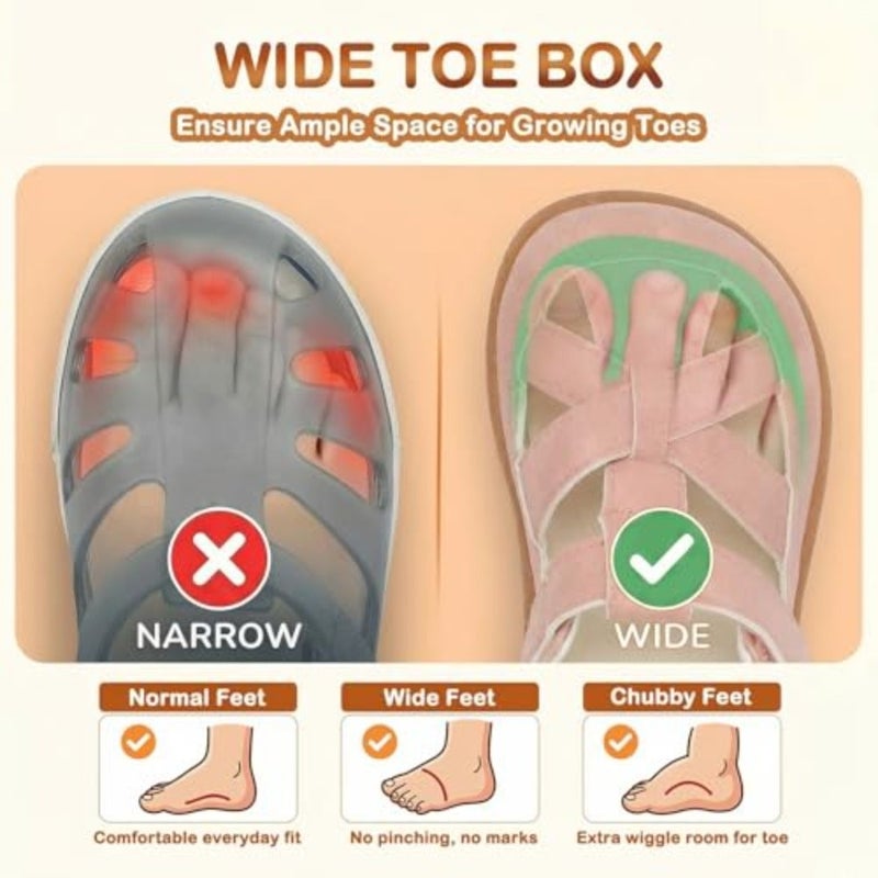STQ Toddler Boys Girls Sandals Wide Toe Mary Jane Dress Shoes Suitable for Party School Uniform Summer Flower Girl Shoes - Image 5