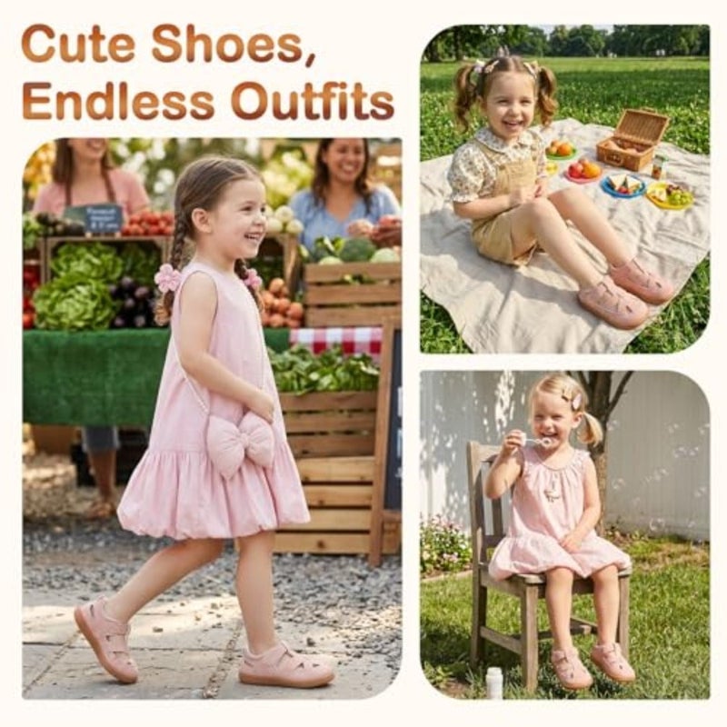 STQ Toddler Boys Girls Sandals Wide Toe Mary Jane Dress Shoes Suitable for Party School Uniform Summer Flower Girl Shoes - Image 4