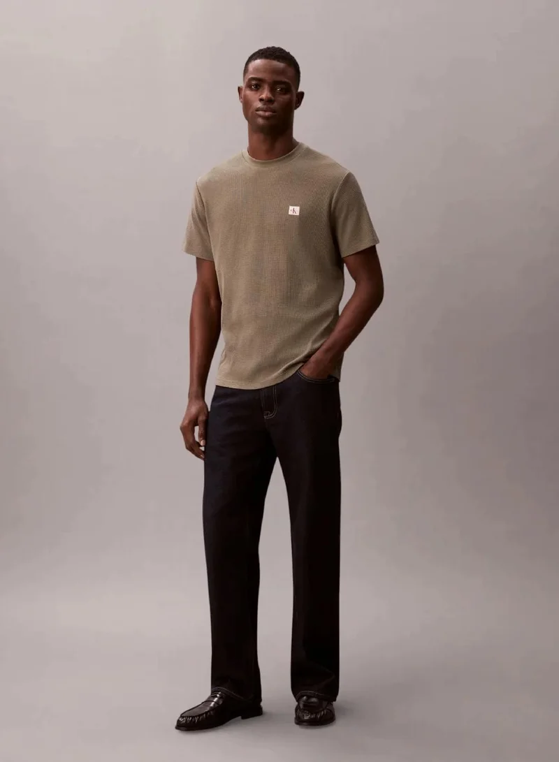 Calvin Klein Dusty Olive Classic Waffle T-Shirt for Men | Best Price UAE
