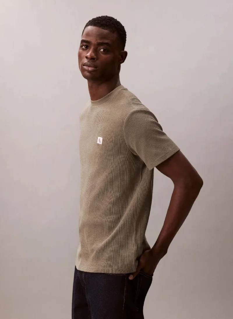 Calvin Klein Dusty Olive Classic Waffle T-Shirt for Men | Best Price UAE