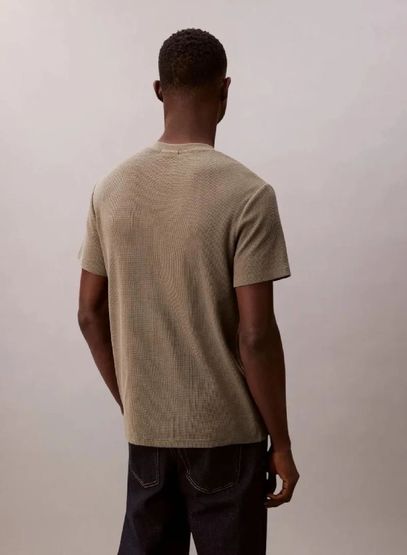 Calvin Klein Dusty Olive Classic Waffle T-Shirt for Men | Best Price UAE