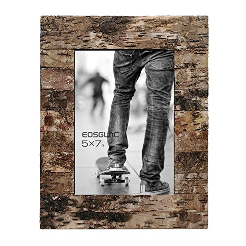 Eosglac Rustic 5 x 7 Wooden Picture Frame, Handmade with Real Birch Bark, Easel Back, Natural - Image 1