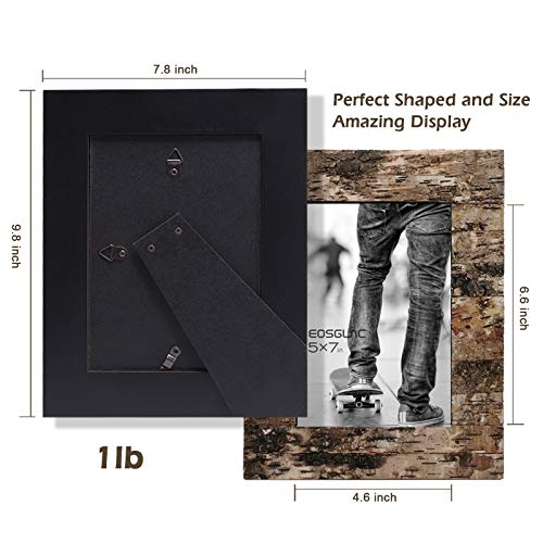 Eosglac Rustic 5 x 7 Wooden Picture Frame, Handmade with Real Birch Bark, Easel Back, Natural - Image 4