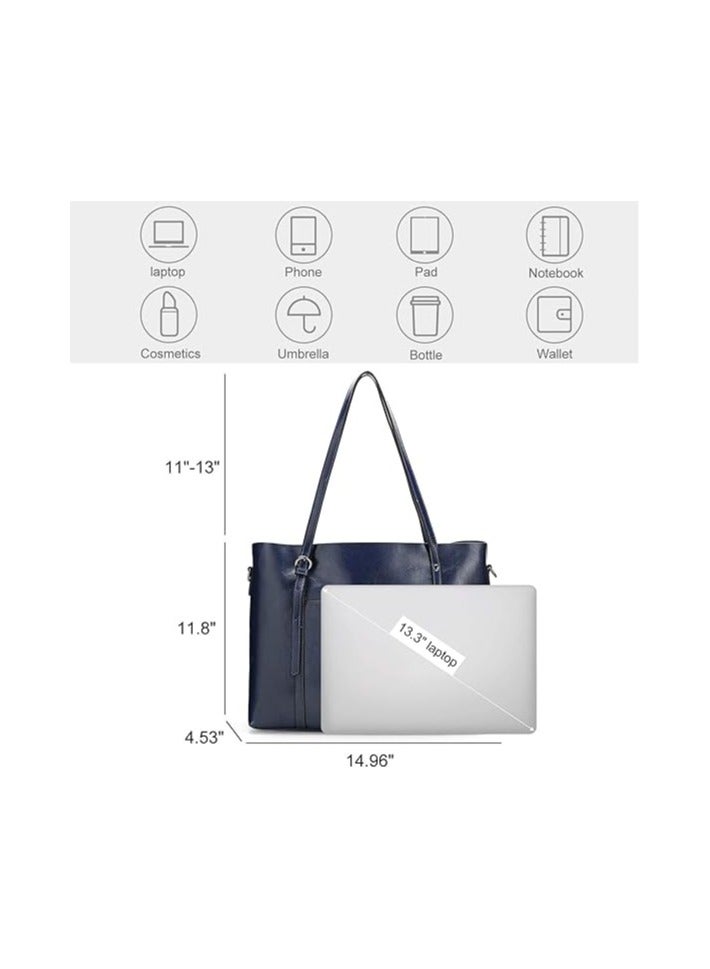 NIBEMINENT Women Genuine Leather Handbag Purse Top Handle Satchel Daily Work Tote Shoulder Bag Large Capacity  - Image 3