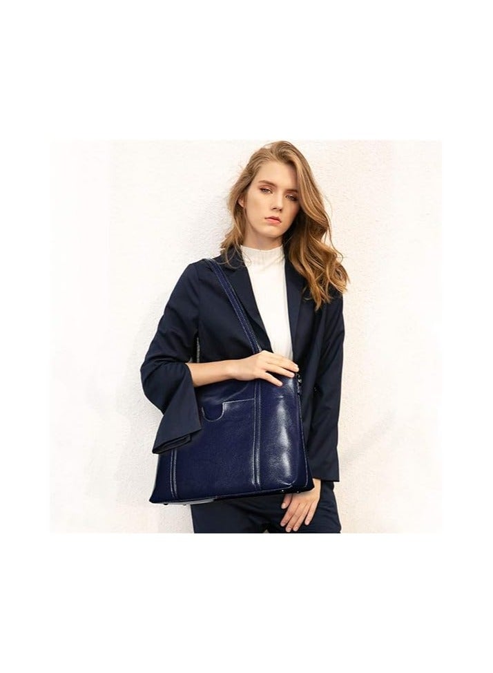 NIBEMINENT Women Genuine Leather Handbag Purse Top Handle Satchel Daily Work Tote Shoulder Bag Large Capacity  - Image 2
