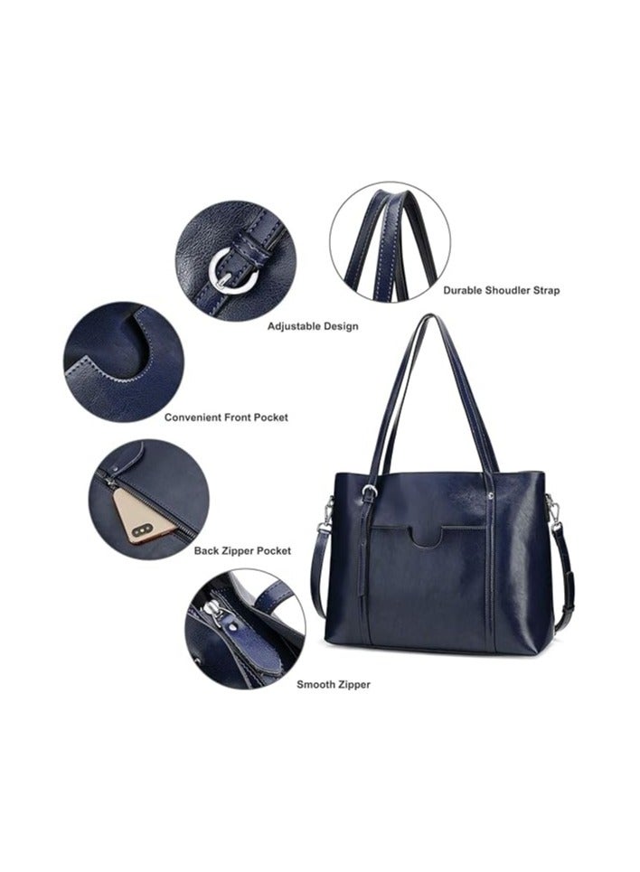 NIBEMINENT Women Genuine Leather Handbag Purse Top Handle Satchel Daily Work Tote Shoulder Bag Large Capacity  - Image 4