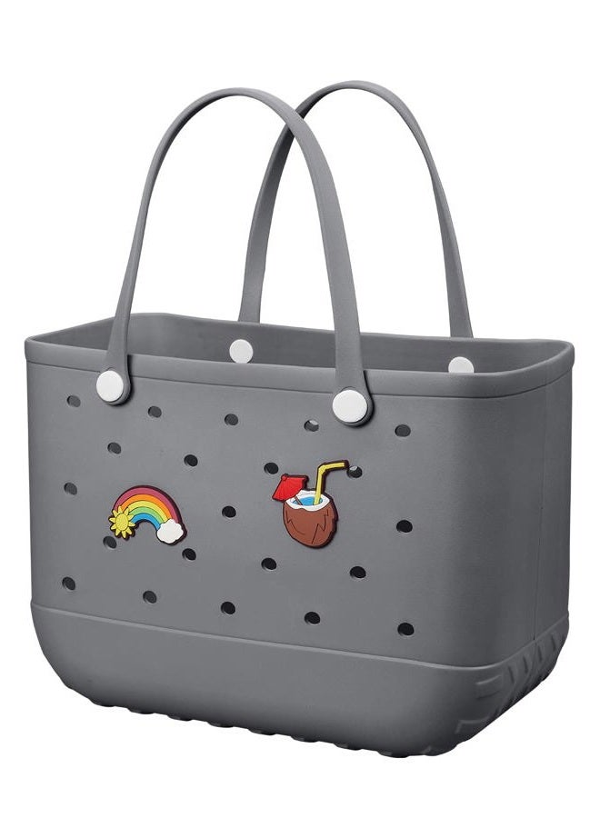 Baonat Beach Bag Rubber Tote Bag - Waterproof Travel Bag for Women Washable Tote Bag Handbag for Sports Beach Market Pool (Gray, Large) - Image 1