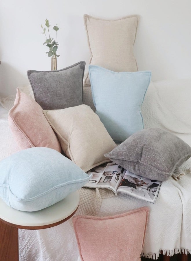 OYIMUA Light Blue 18x18 Chenille Throw Pillow Covers Set of 2 | Farmhouse Decorative Pillowcases for Couch & Bed | Soft Luxury Accent Pillows for Living Room - Image 5
