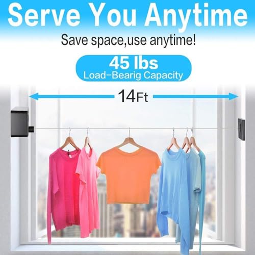 Kriq Retractable Clothesline ABS case+Aluminum Dryer with Adjustable Stainless Steel Rope String Hotel Style Heavy Duty, Drill Free & Wall Mounted Method - Image 3