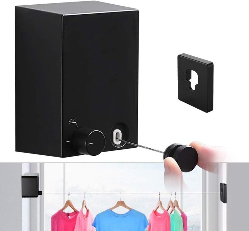 Kriq Retractable Clothesline ABS case+Aluminum Dryer with Adjustable Stainless Steel Rope String Hotel Style Heavy Duty, Drill Free & Wall Mounted Method - Image 1
