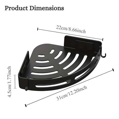 MorivaHomes Self-Adhesive Wall-Mount Bathroom Corner Shelf Rack Organizer Storage Shelves Holder/Accessories (Black, Pack of 2), Plastic - Image 5