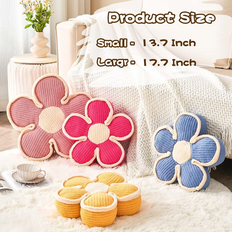 Kcvvcr Flower Pillow, Soft Flower Shaped Floor Cushion, Flower Decorative Throw Pillow, Cute Flower Seating Cushion, Flower Room DÃ©cor Plush Pillows for Sofa Couch Bed (13.7 Inch, Pink) - Image 3